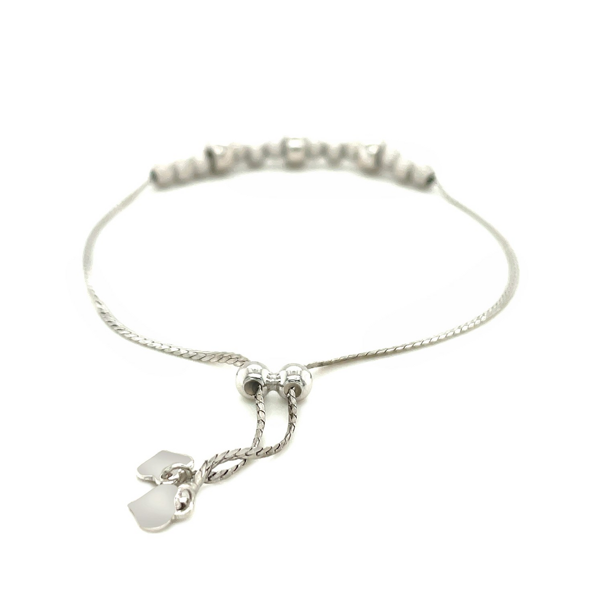 Adjustable Matte and Textured Bead Bracelet in Sterling Silver - Selectique 