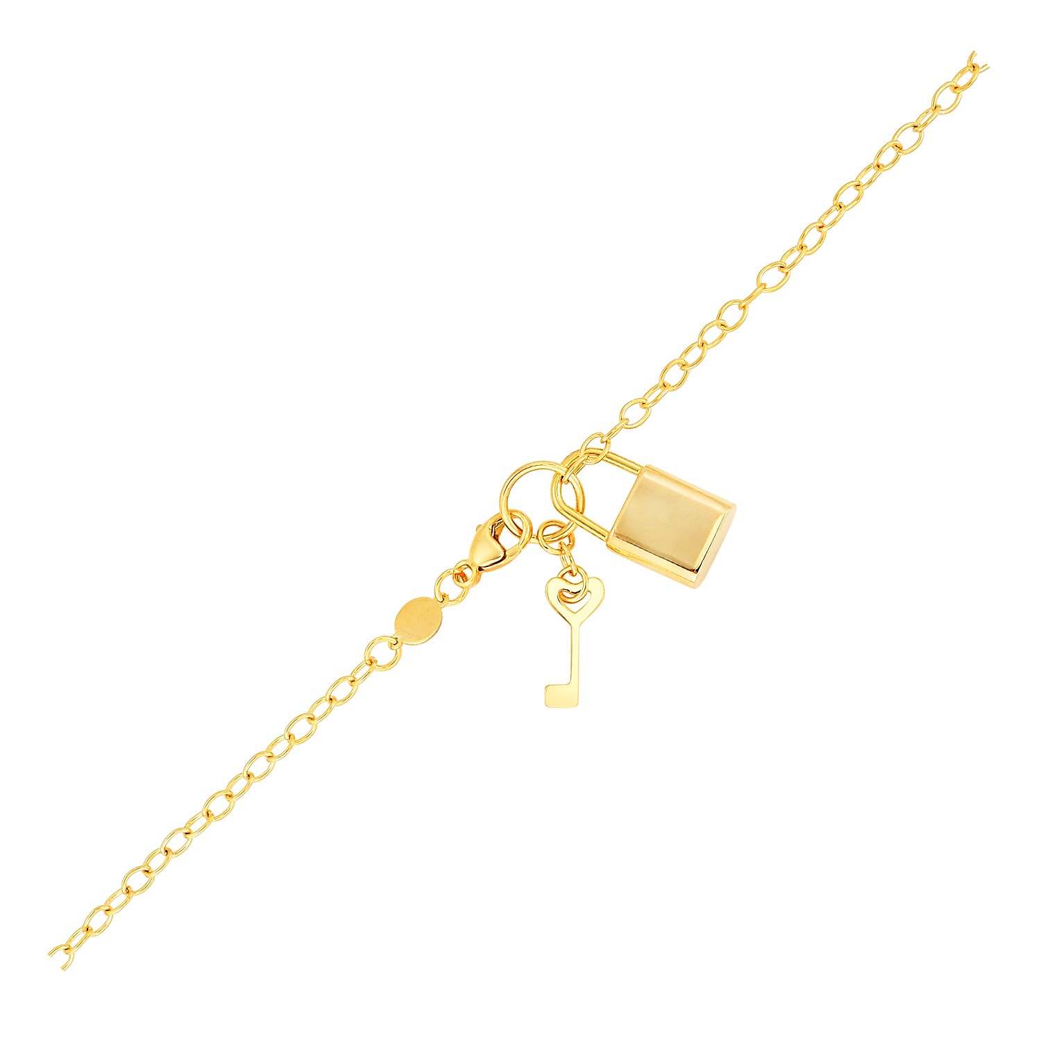 Bracelet with Lock and Key in 14k Yellow Gold - Selectique 