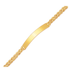 14k Yellow Gold ID Bracelet with Double Rope Chain - Selectique 