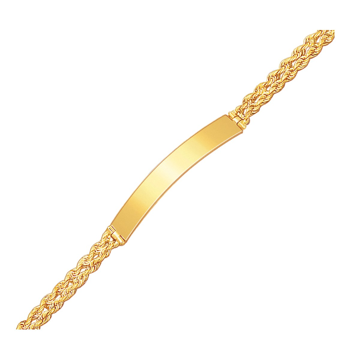 14k Yellow Gold ID Bracelet with Double Rope Chain - Selectique 