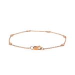 14k Rose Gold 7 inch Bracelet with Diamond Stations - Selectique 