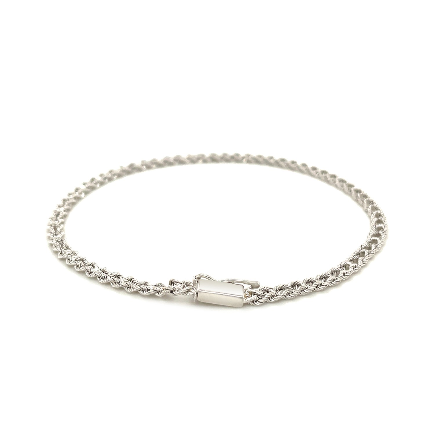 3.0 mm 14k White Gold Two Row Rope Bracelet - Selectique 