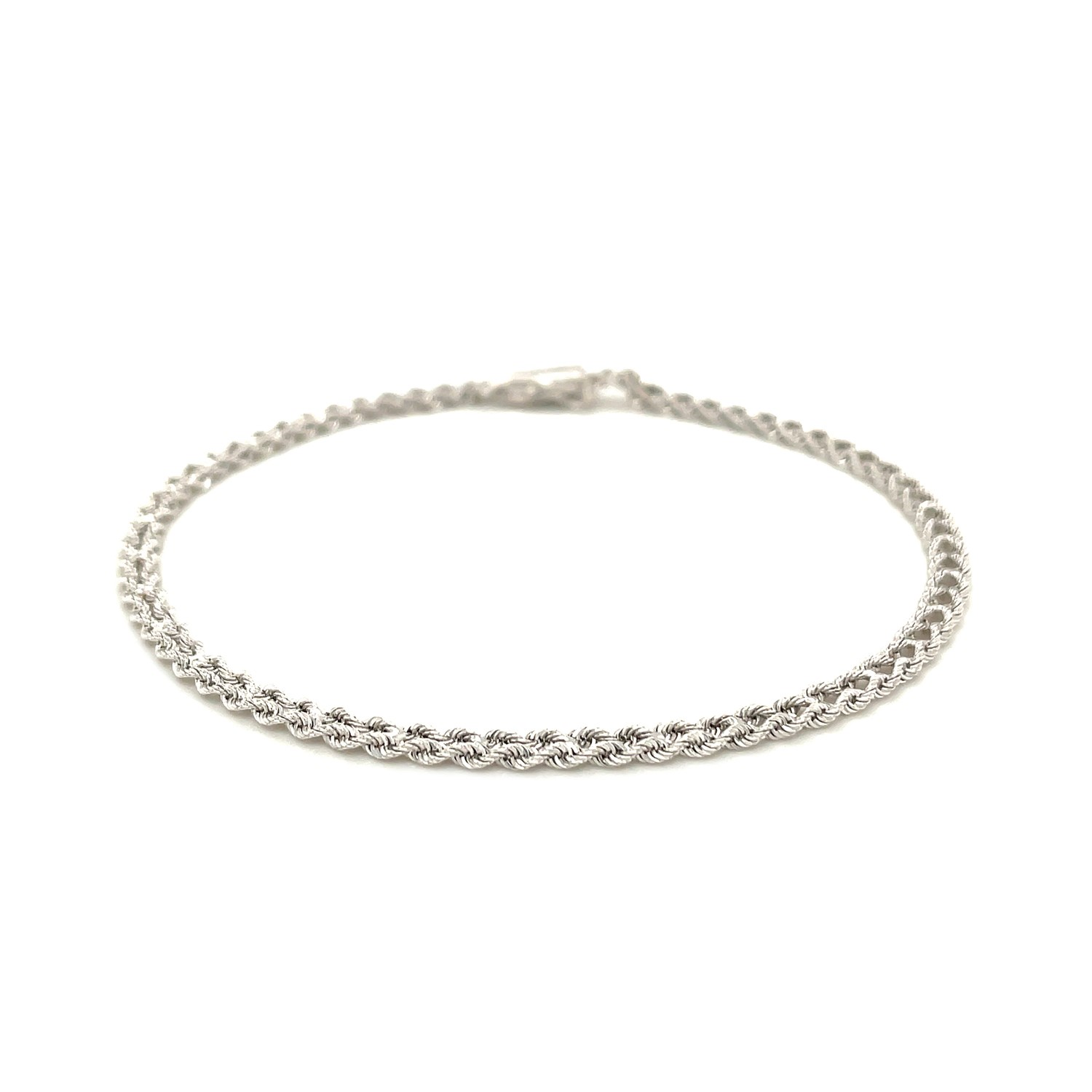 3.0 mm 14k White Gold Two Row Rope Bracelet - Selectique 