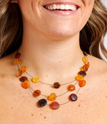 RAW Layered Colourful Amber Discs necklace - Selectique 
