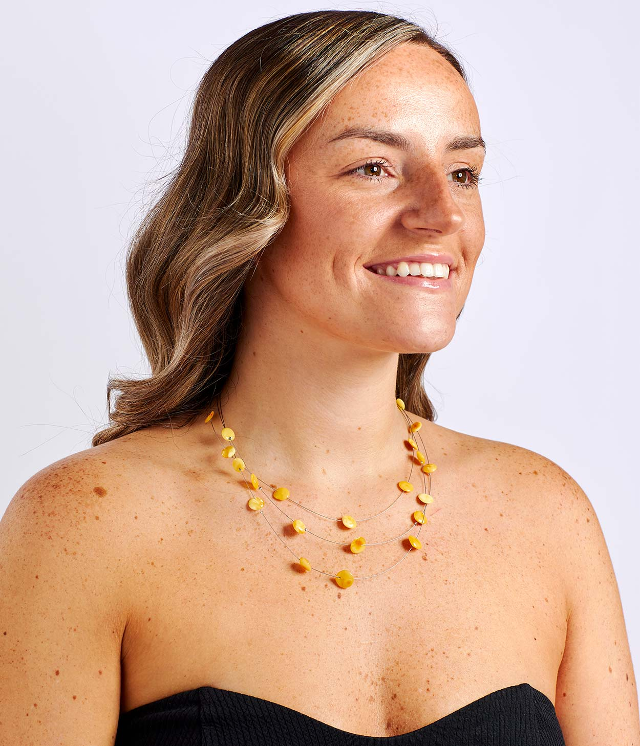 RAW Layered Butterscotch Amber Discs Necklace - Selectique 
