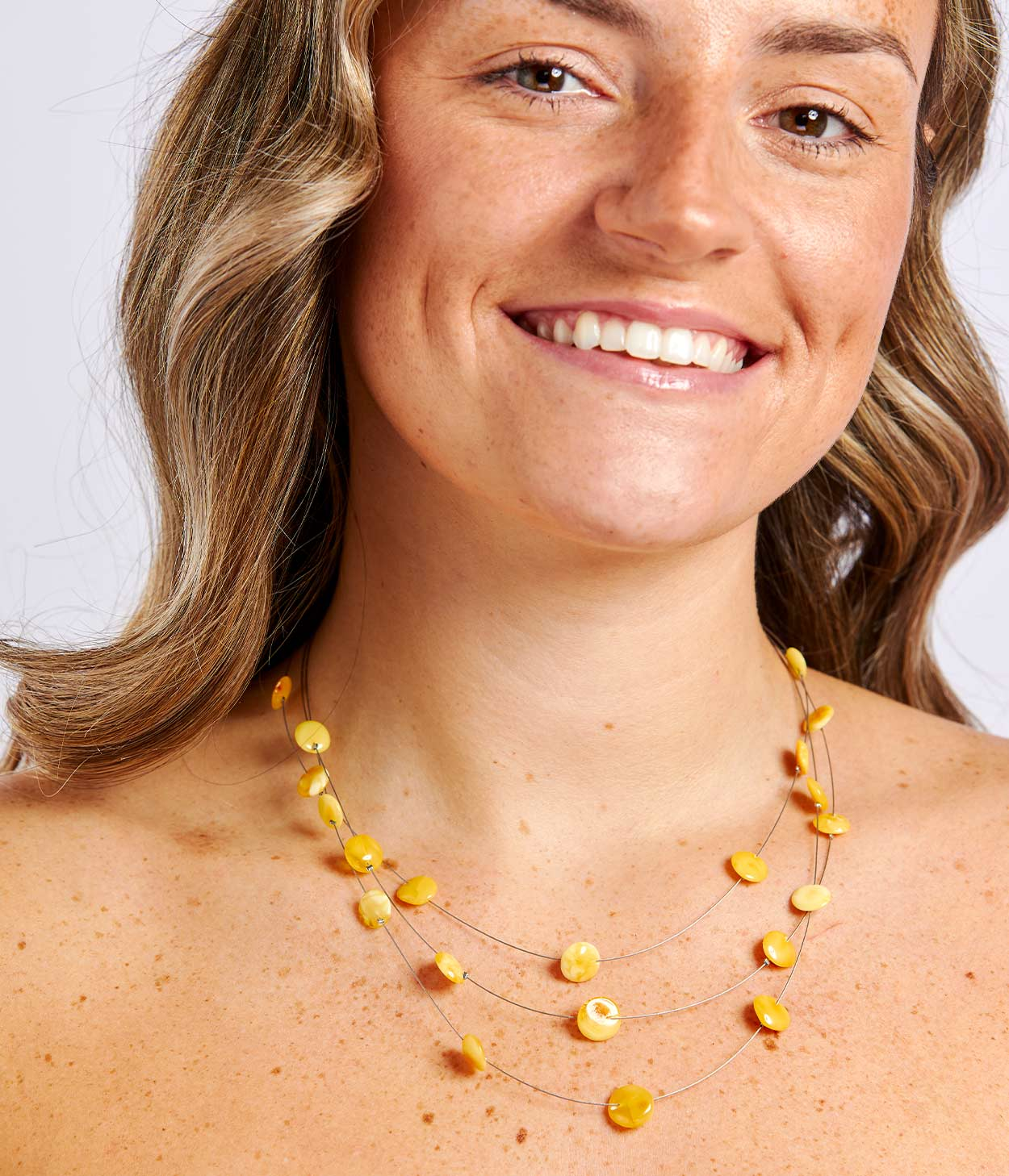 RAW Layered Butterscotch Amber Discs Necklace - Selectique 