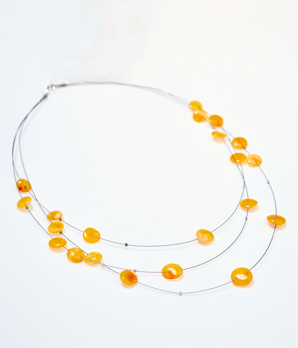 RAW Layered Butterscotch Amber Discs Necklace - Selectique 
