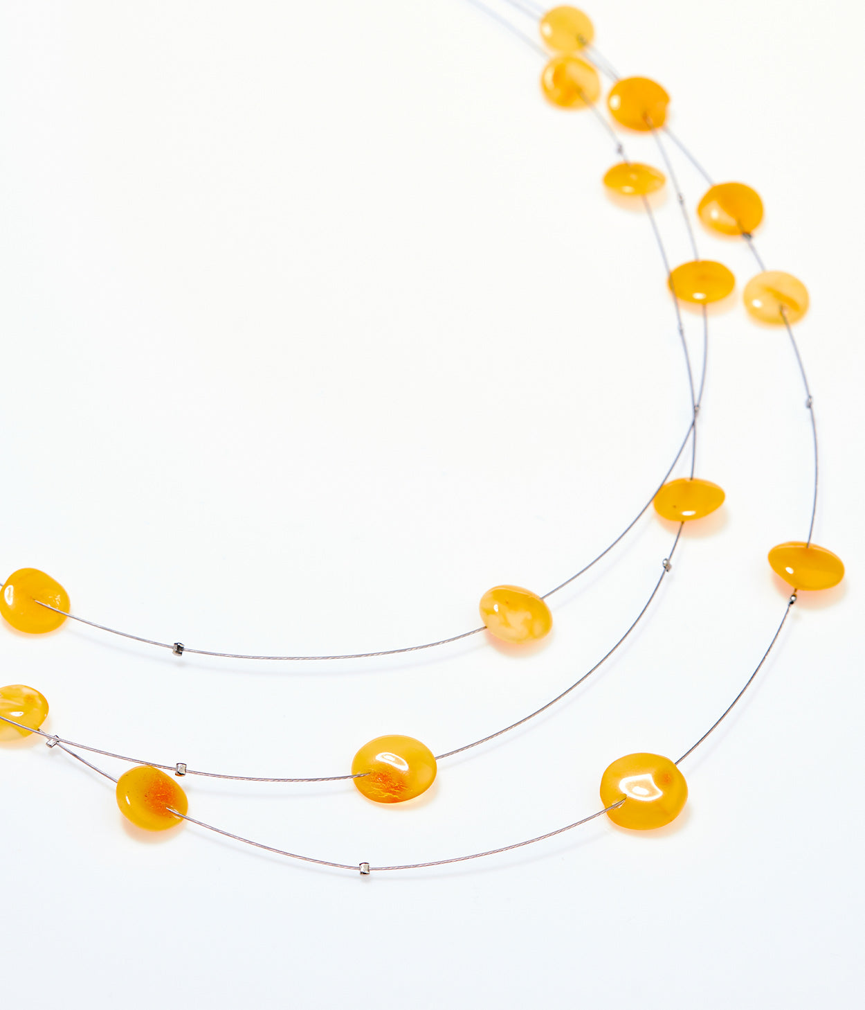 RAW Layered Butterscotch Amber Discs Necklace - Selectique 