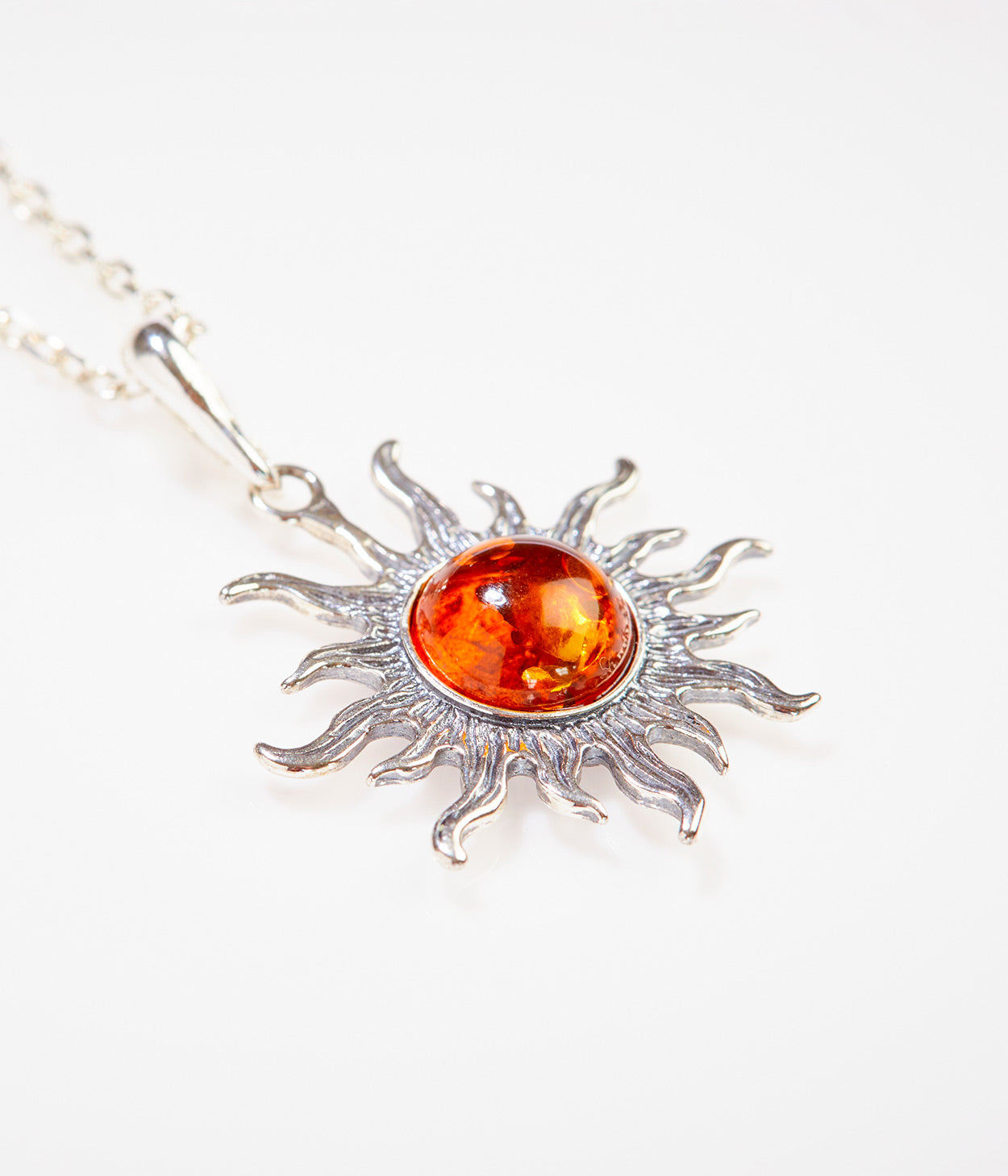 Amber Sun Charm Pendant