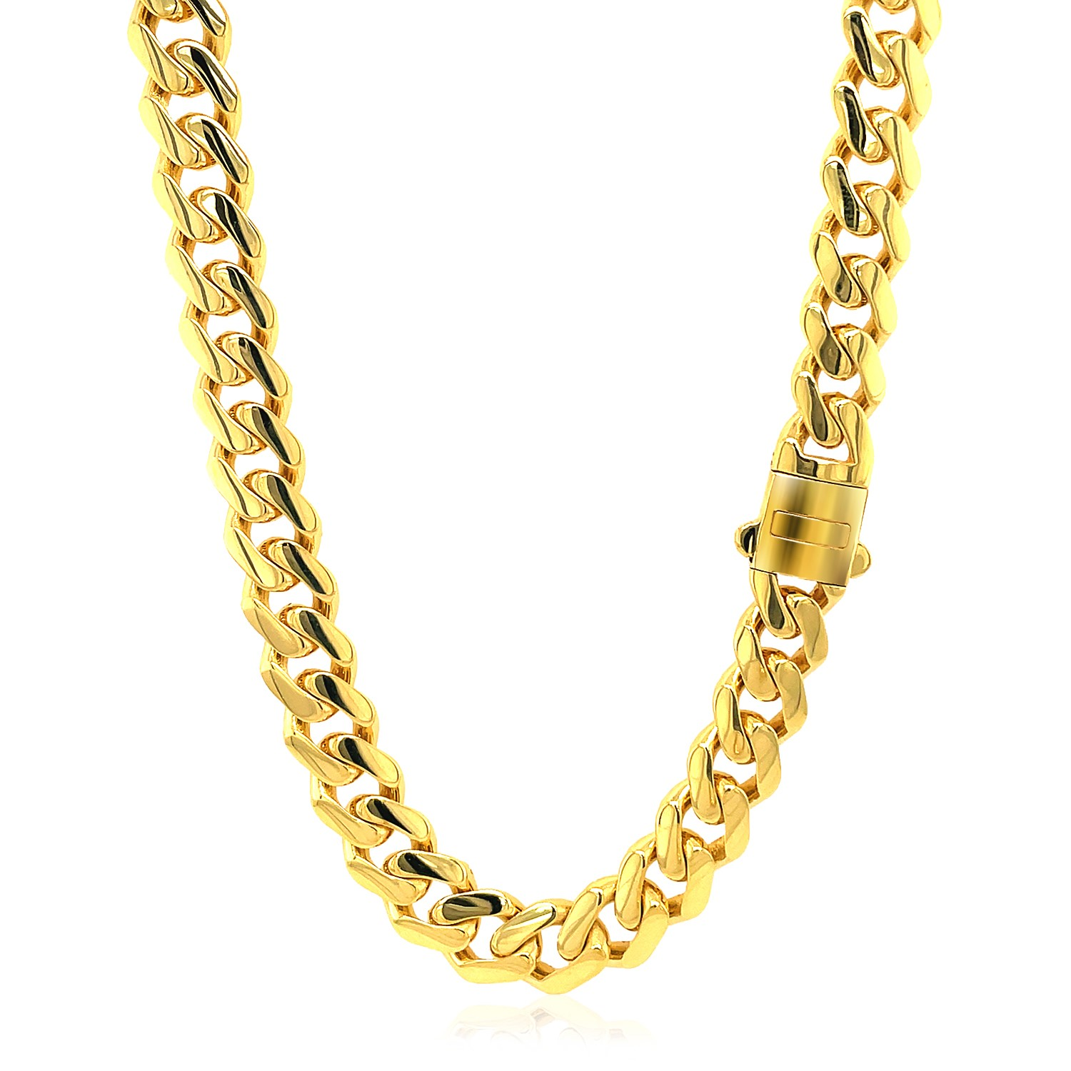 14k Yellow Gold Polished Miami Cuban Chain Necklace - Selectique 