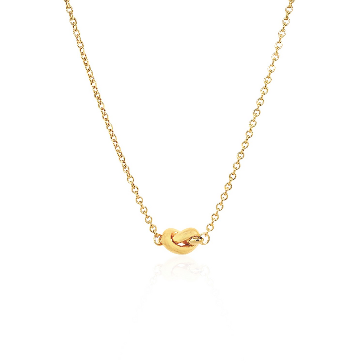 14k Yellow Gold Chain Necklace with Polished Knot - Selectique 