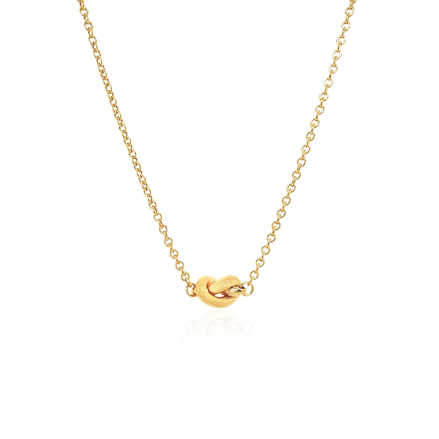 14k Yellow Gold Chain Necklace with Polished Knot - Selectique 