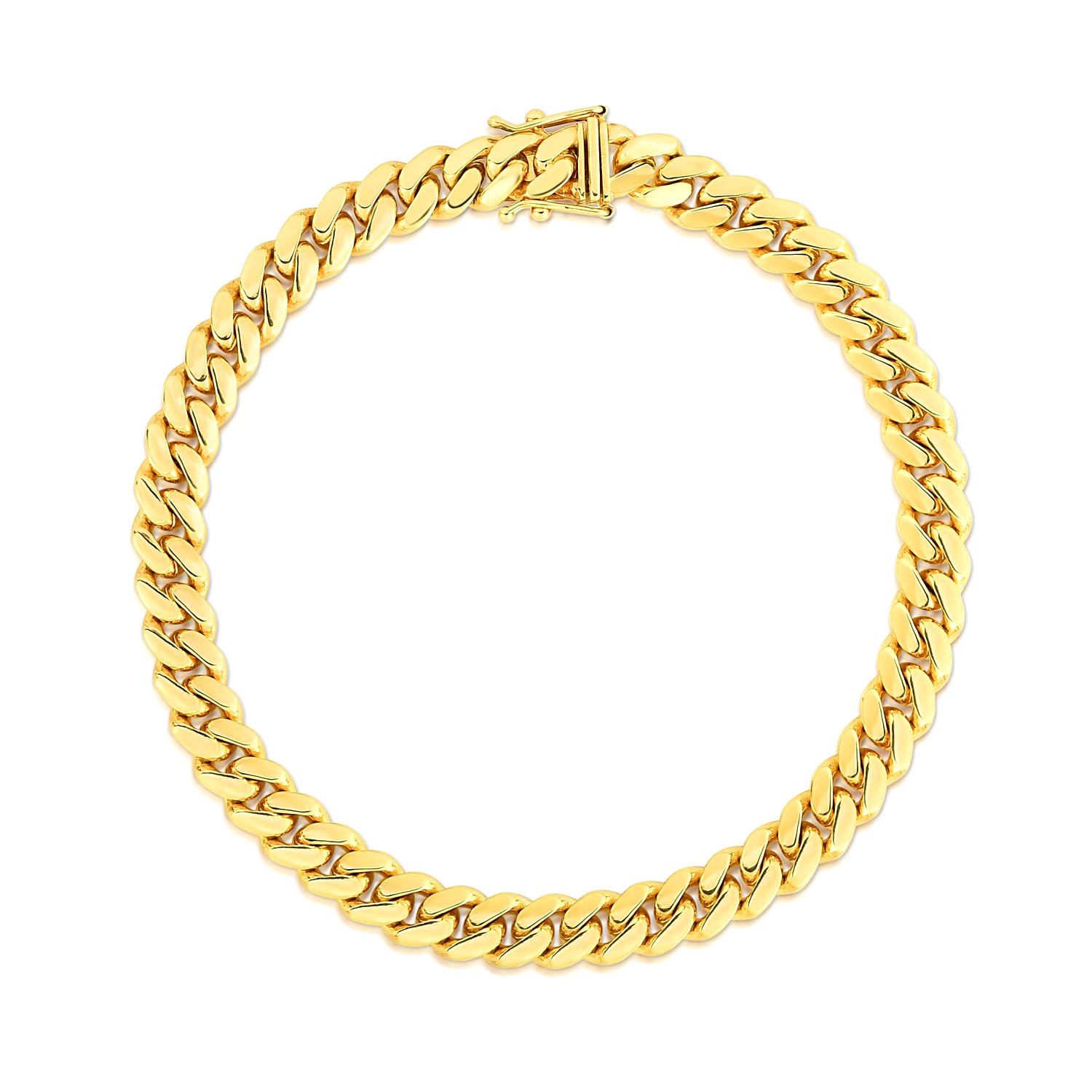 7.0mm 14k Yellow Gold Classic Miami Cuban Solid Bracelet - Selectique 