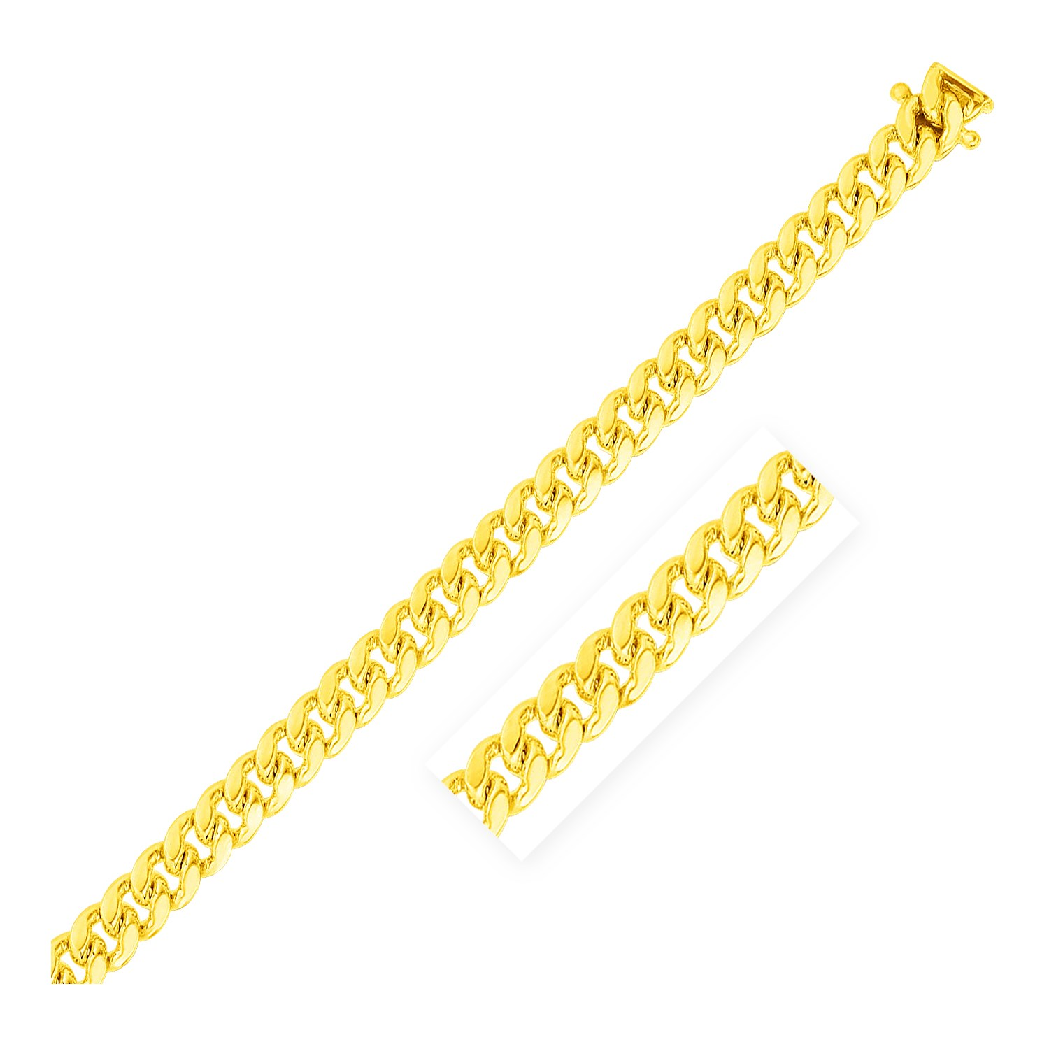 7.0mm 14k Yellow Gold Classic Miami Cuban Solid Bracelet - Selectique 