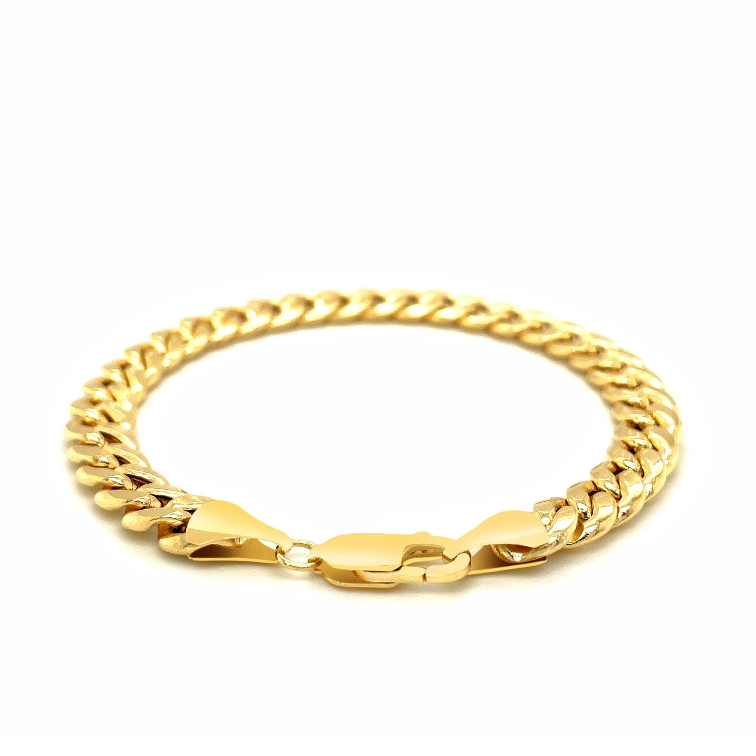 7.8mm 14k Yellow Gold Miami Cuban Semi Solid Bracelet - Selectique 