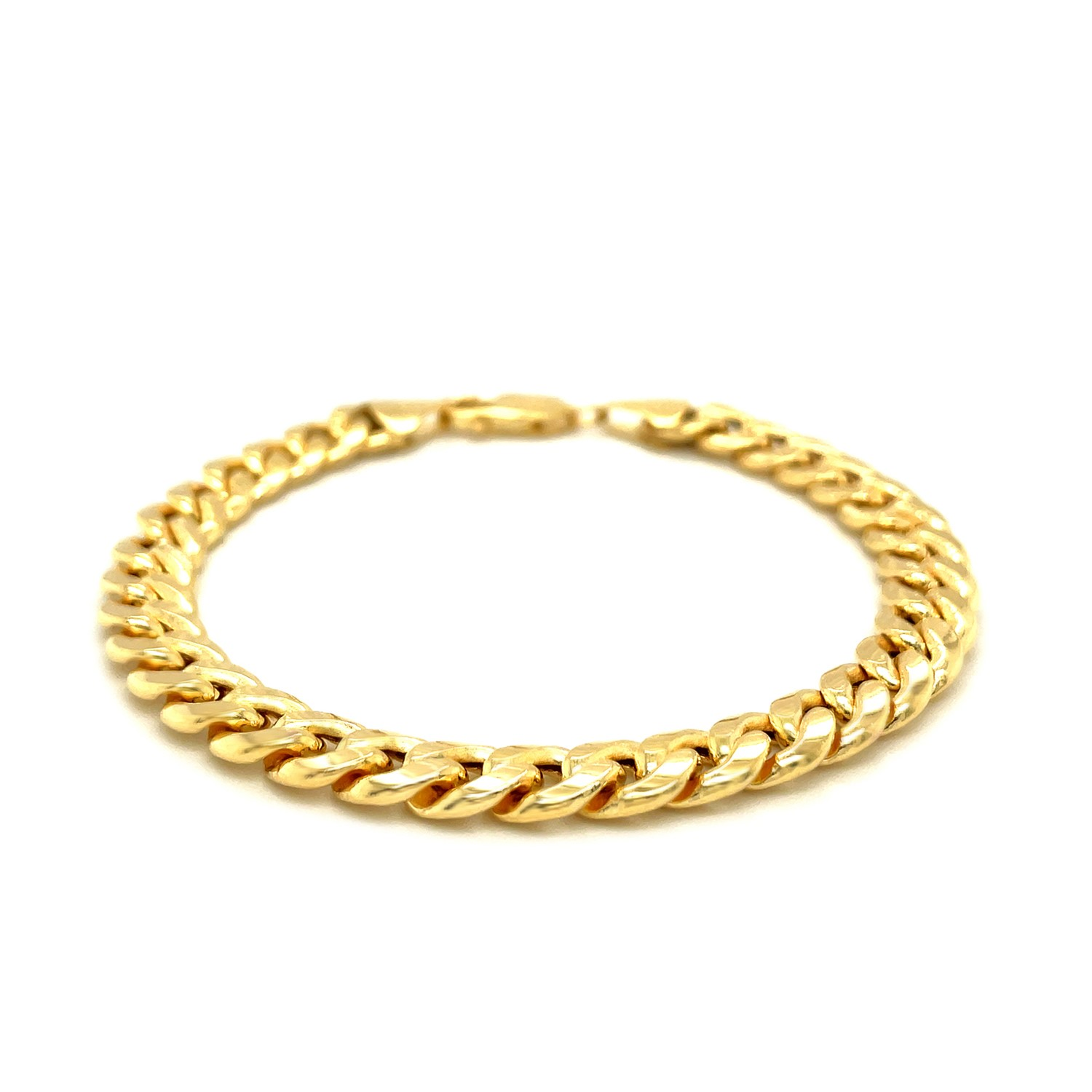 7.8mm 14k Yellow Gold Miami Cuban Semi Solid Bracelet - Selectique 