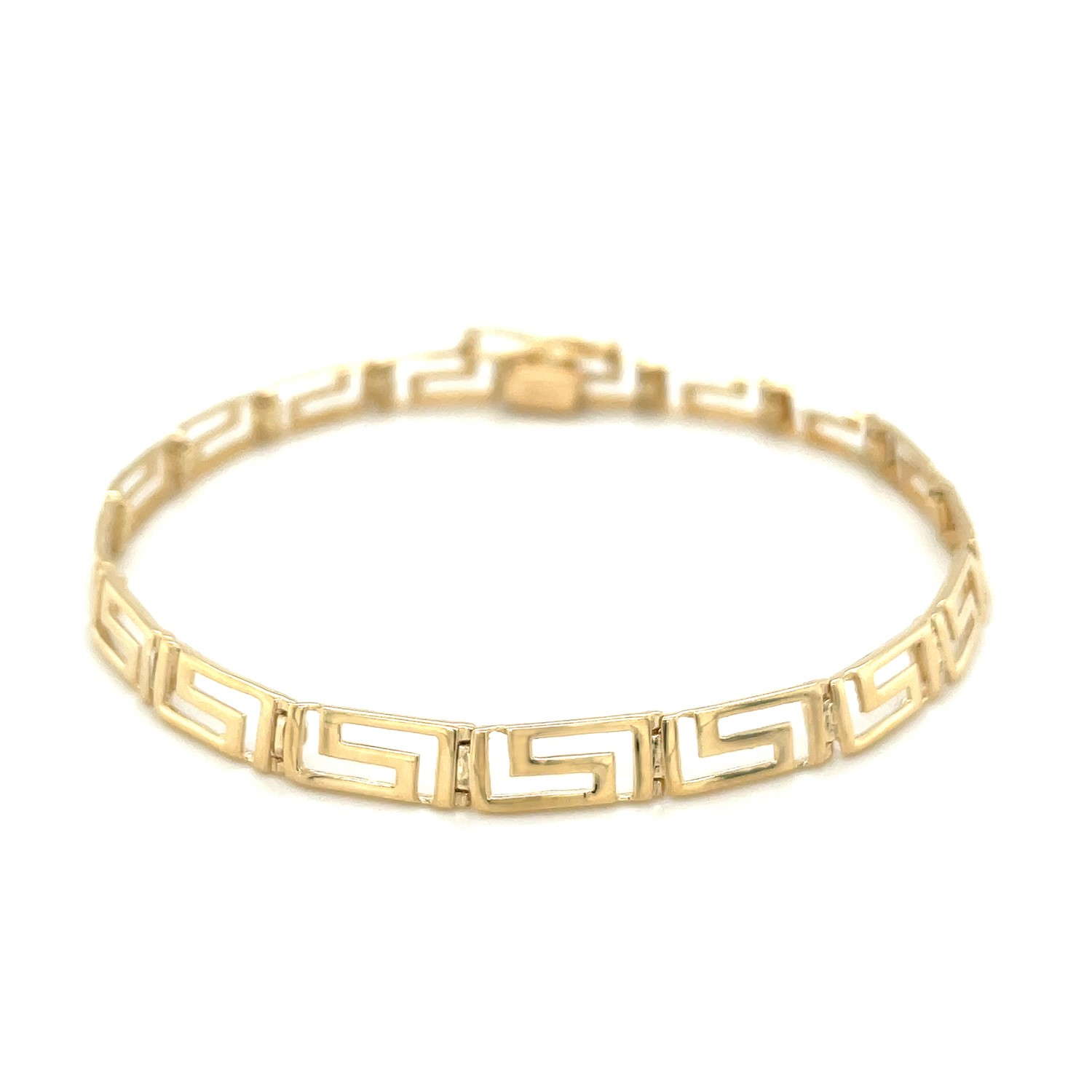 14k Yellow Gold Fancy Greek Key Motif Bracelet - Selectique 