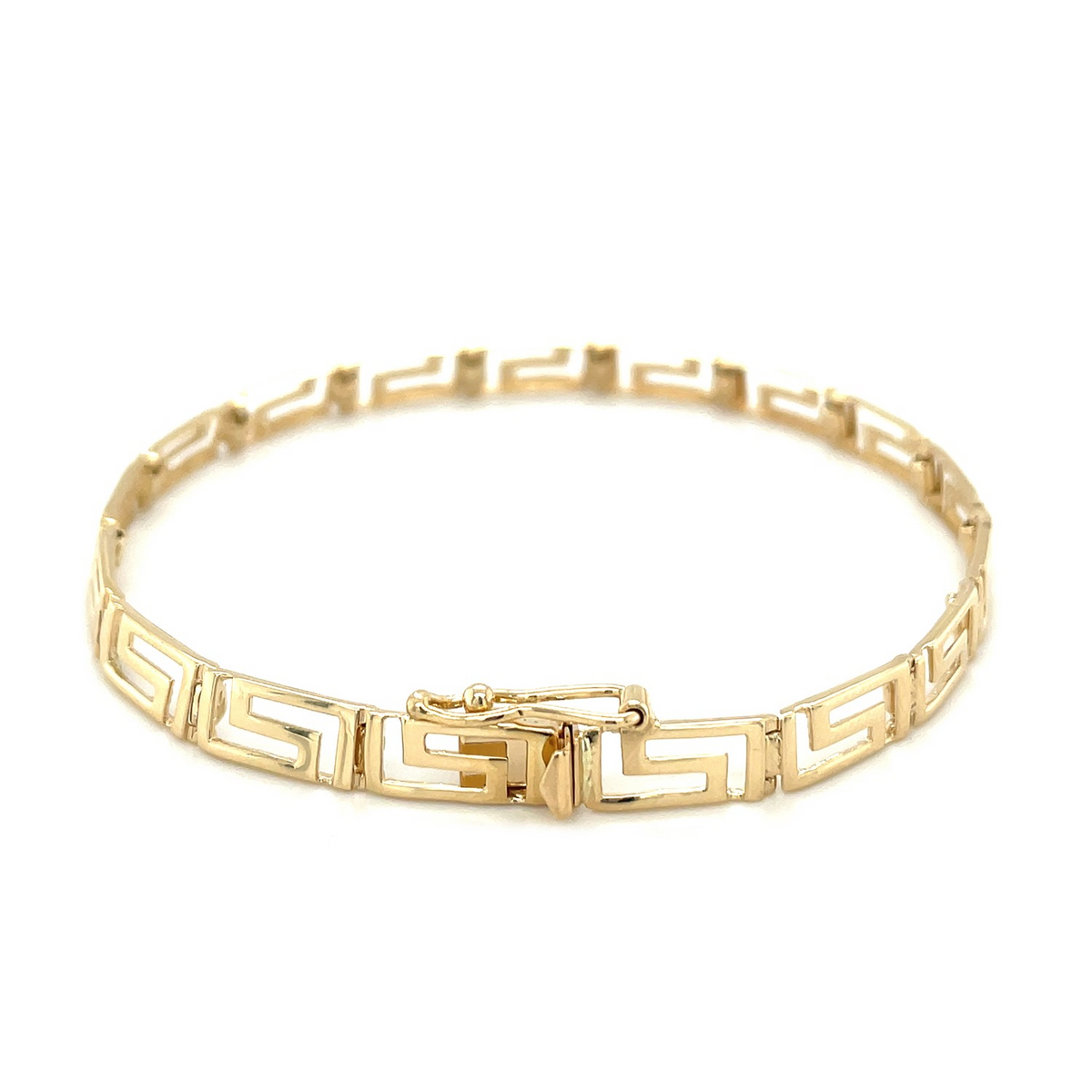 14k Yellow Gold Fancy Greek Key Motif Bracelet - Selectique 