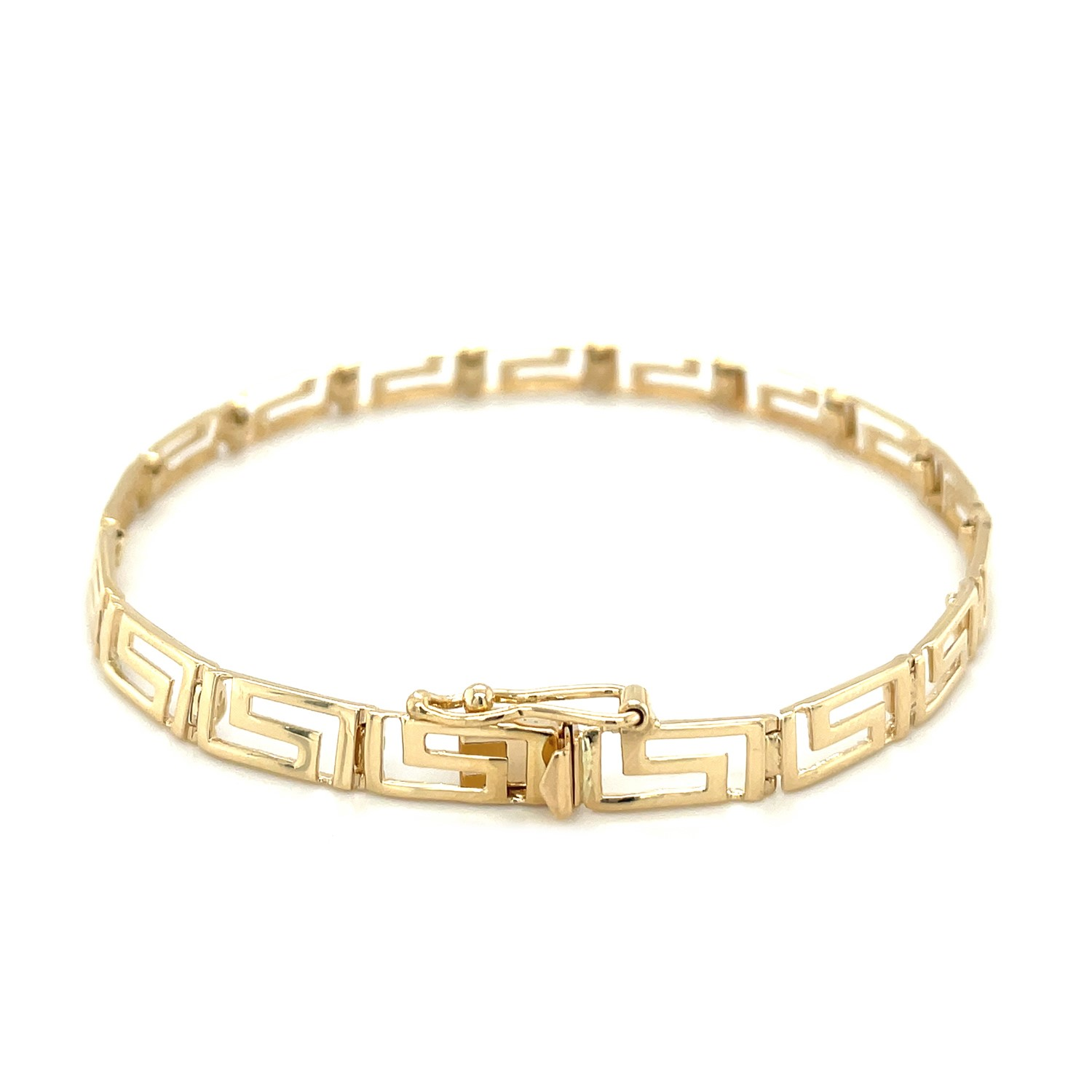 14k Yellow Gold Fancy Greek Key Motif Bracelet - Selectique 