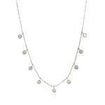 14k White Gold Necklace with Round Diamond Charms - Selectique 