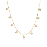 14k Yellow Gold Necklace with Round Diamond Charms - Selectique 