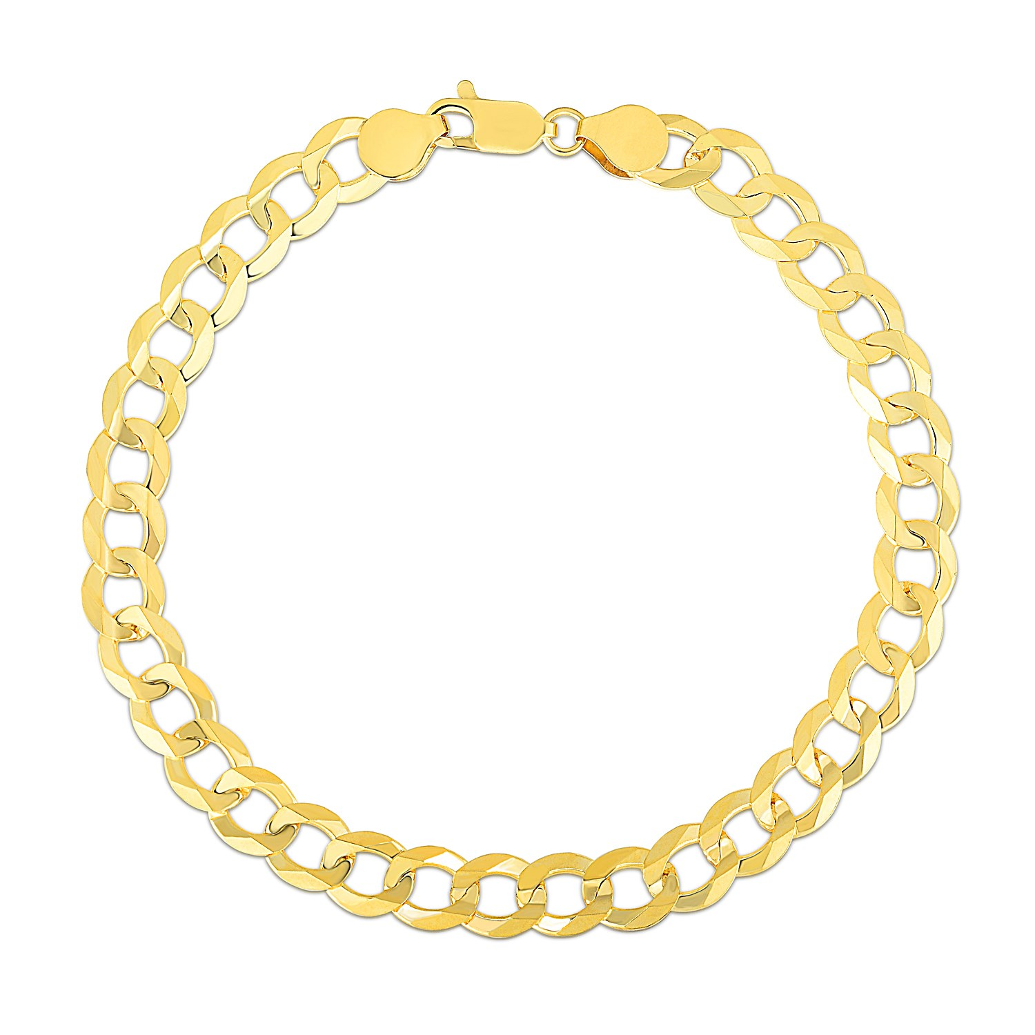 7.0mm 10k Yellow Gold Curb Bracelet - Selectique 