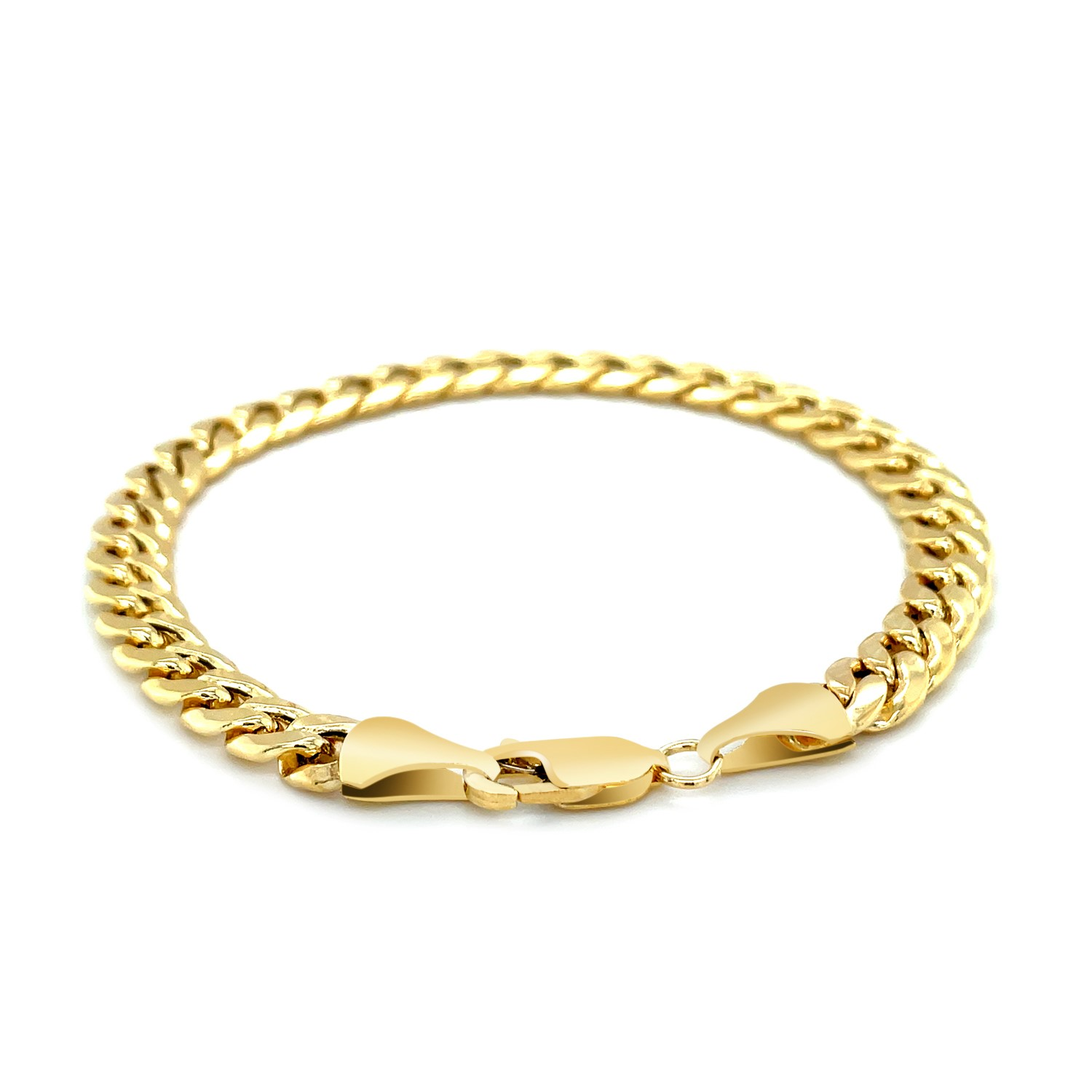 6.7mm 14k Yellow Gold Miami Cuban Semi Solid Bracelet - Selectique 