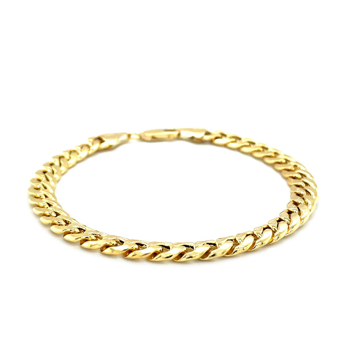 6.7mm 14k Yellow Gold Miami Cuban Semi Solid Bracelet - Selectique 