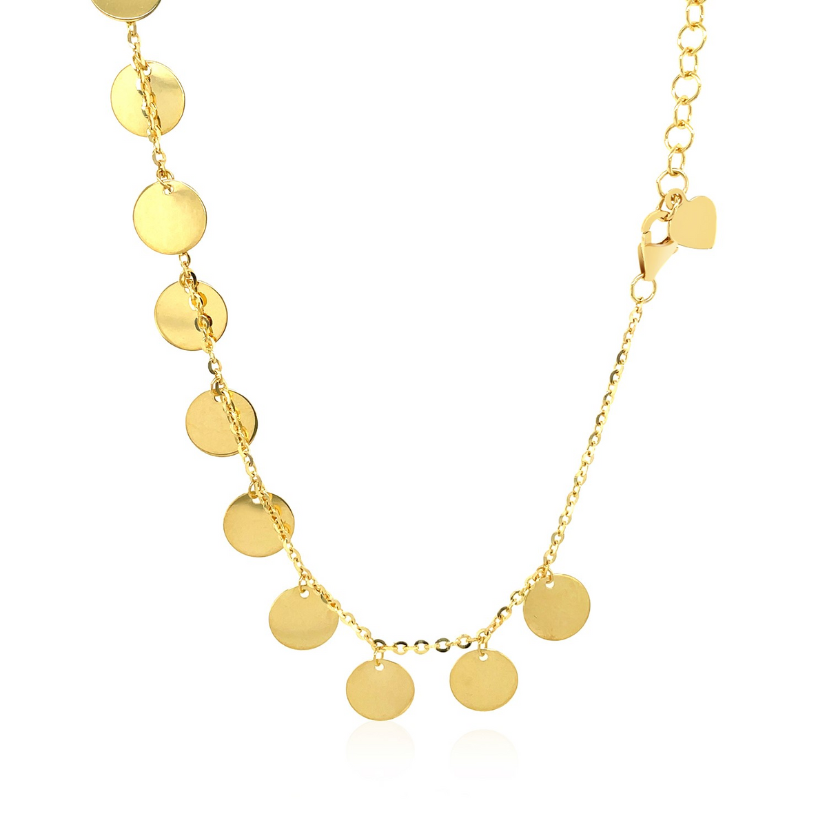 Choker Necklace with Polished Discs in 14k Yellow Gold - Selectique 