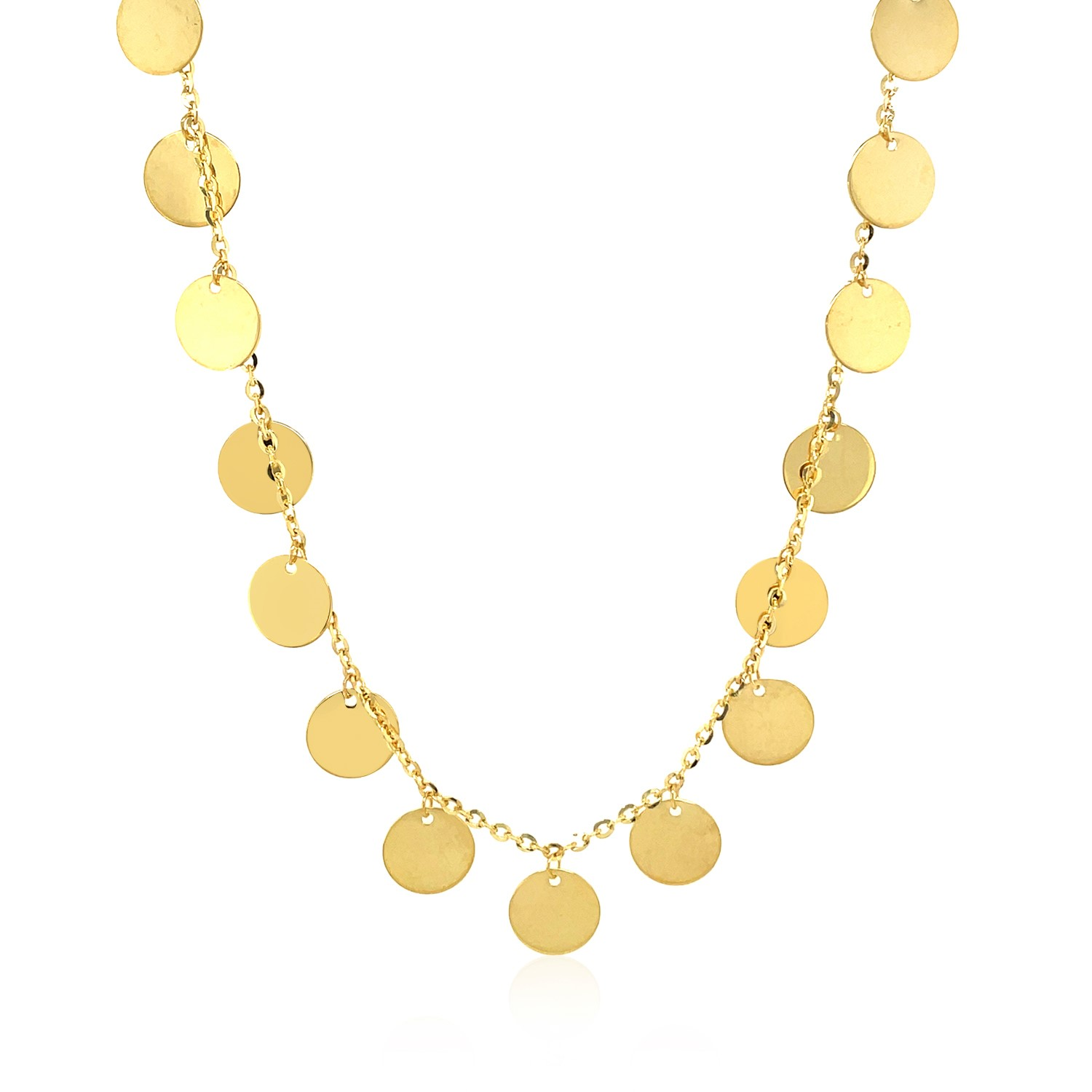 Choker Necklace with Polished Discs in 14k Yellow Gold - Selectique 