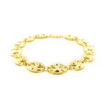 11.0mm 14k Yellow Gold Puffed Mariner Link Bracelet - Selectique 