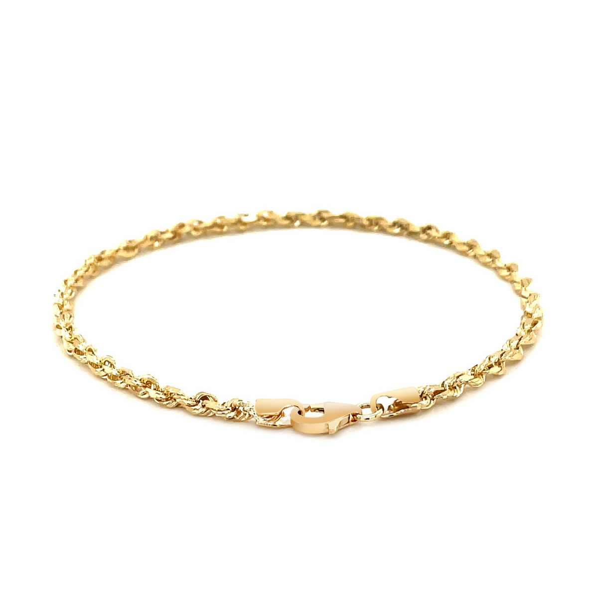 3.0mm 14k Yellow Gold Solid Diamond Cut Rope Bracelet - Selectique 