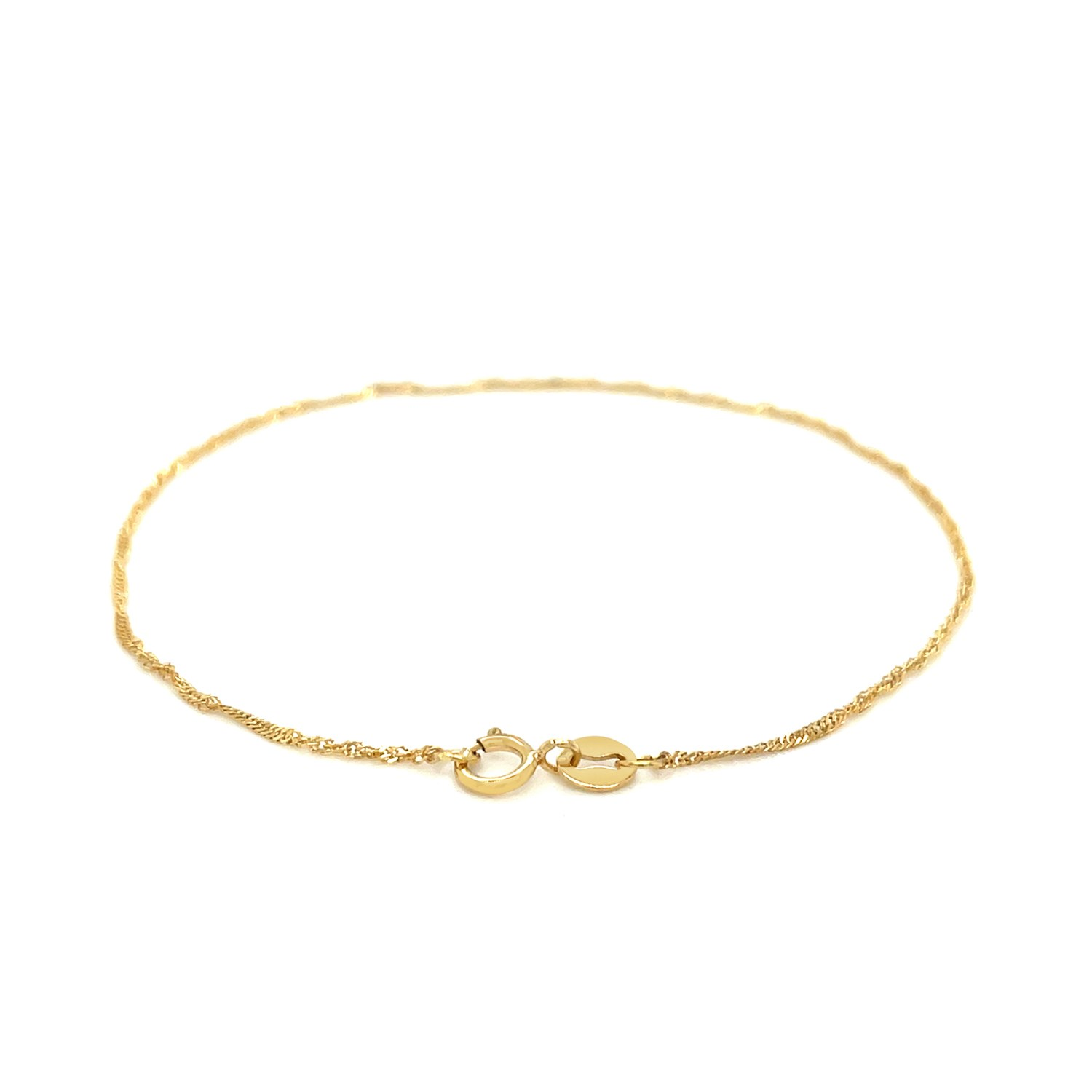 14k Yellow Gold Singapore Bracelet 1.0mm - Selectique 