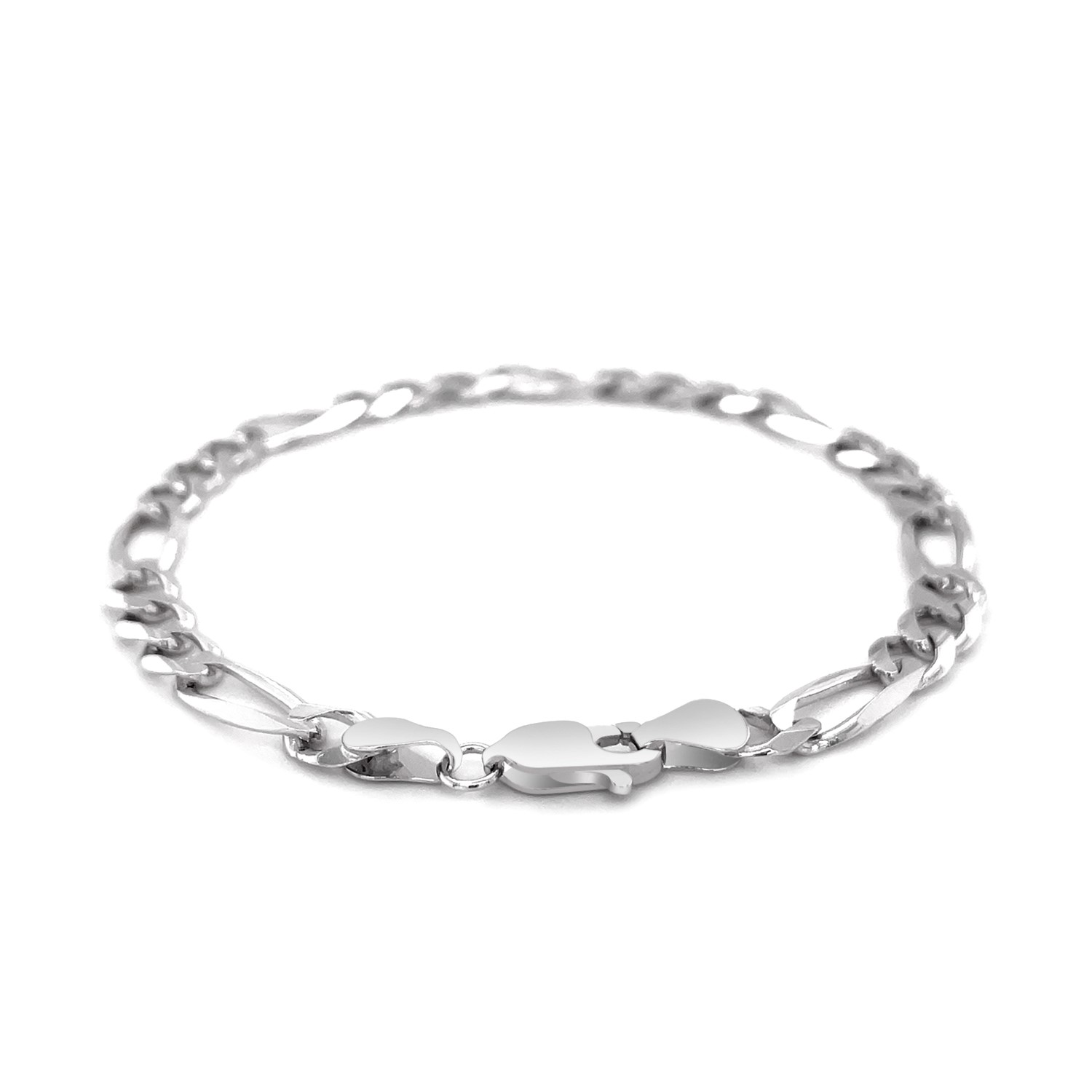 6.0mm 14k White Gold Solid Figaro Bracelet - Selectique 