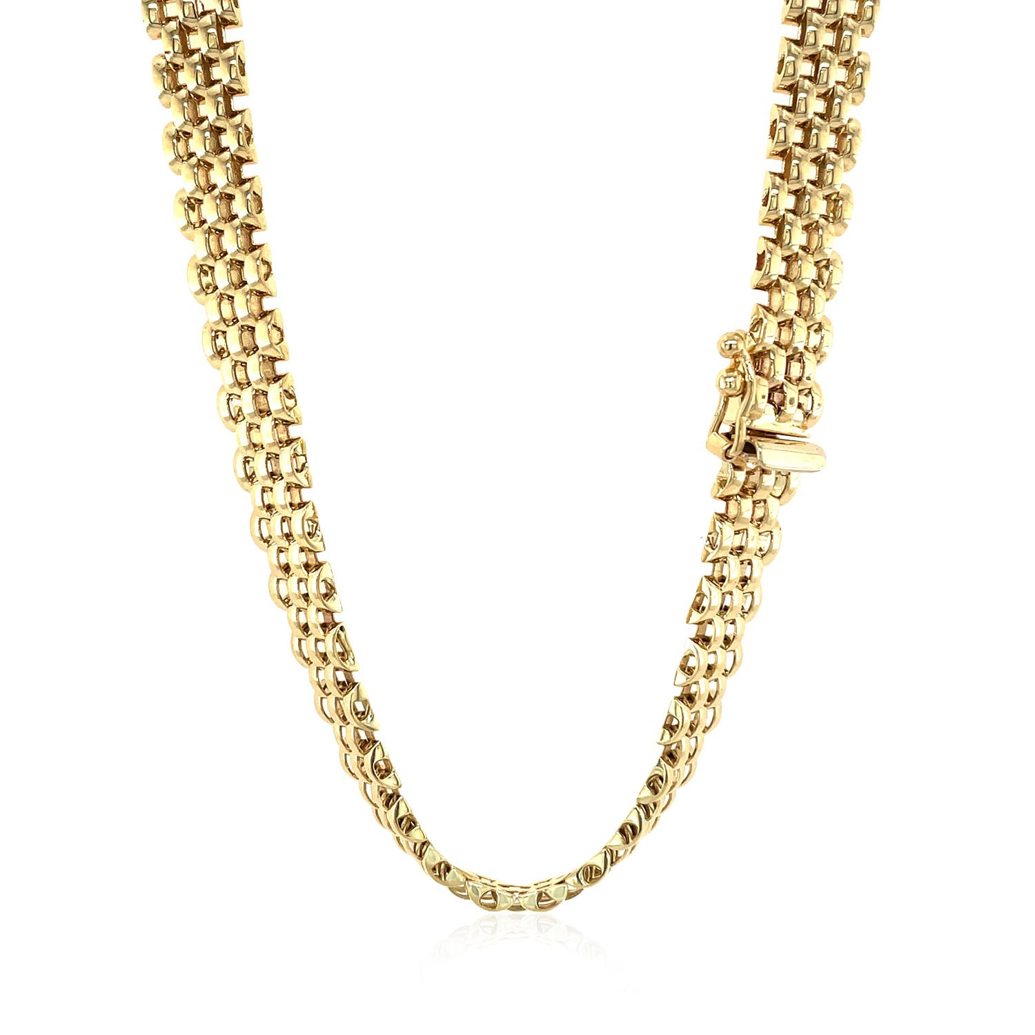 14k Yellow Gold Fancy Polished Multi-Row Panther Link Necklace - Selectique 