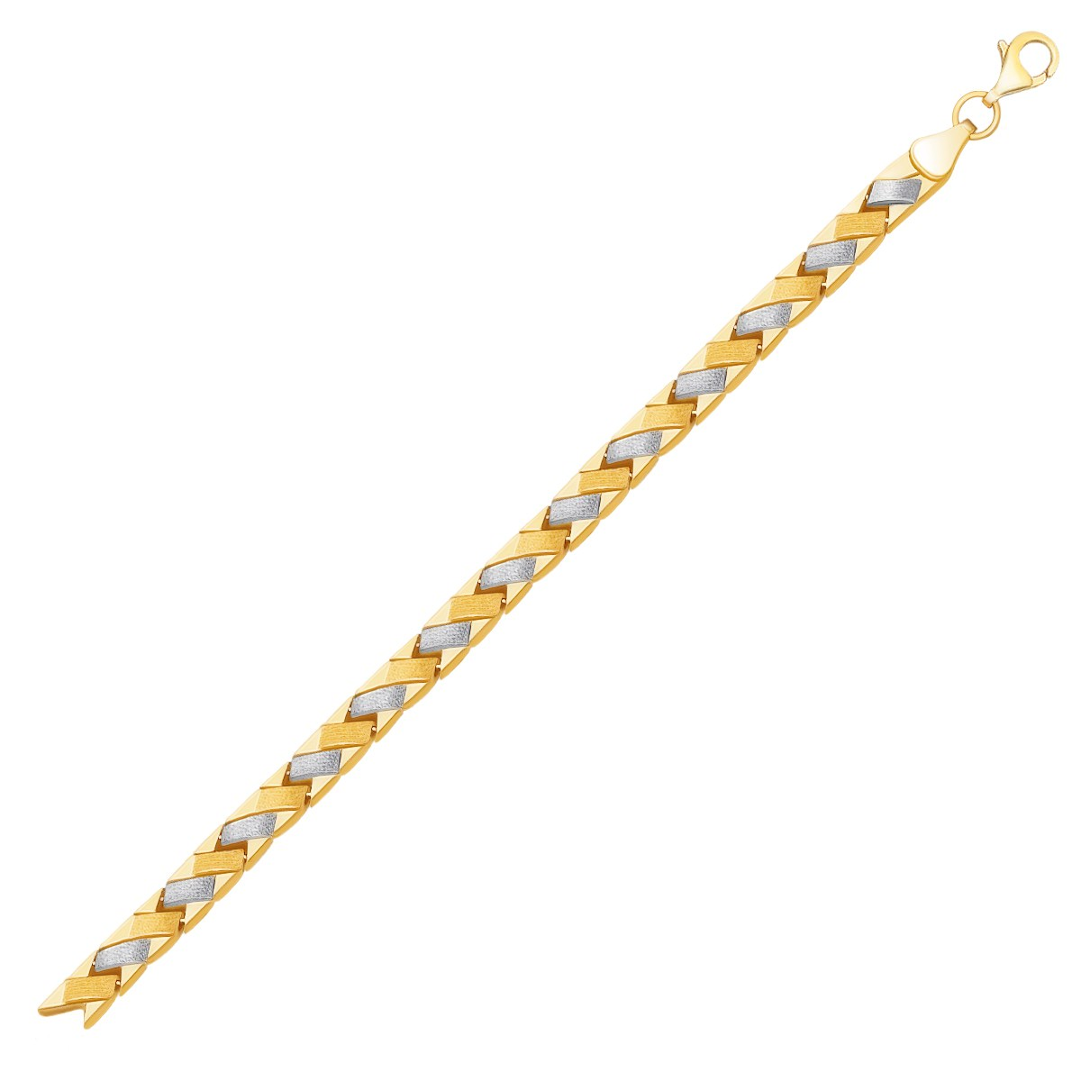 14k Two-Tone Gold Fancy Weave Bracelet with Contrasting Finish - Selectique 