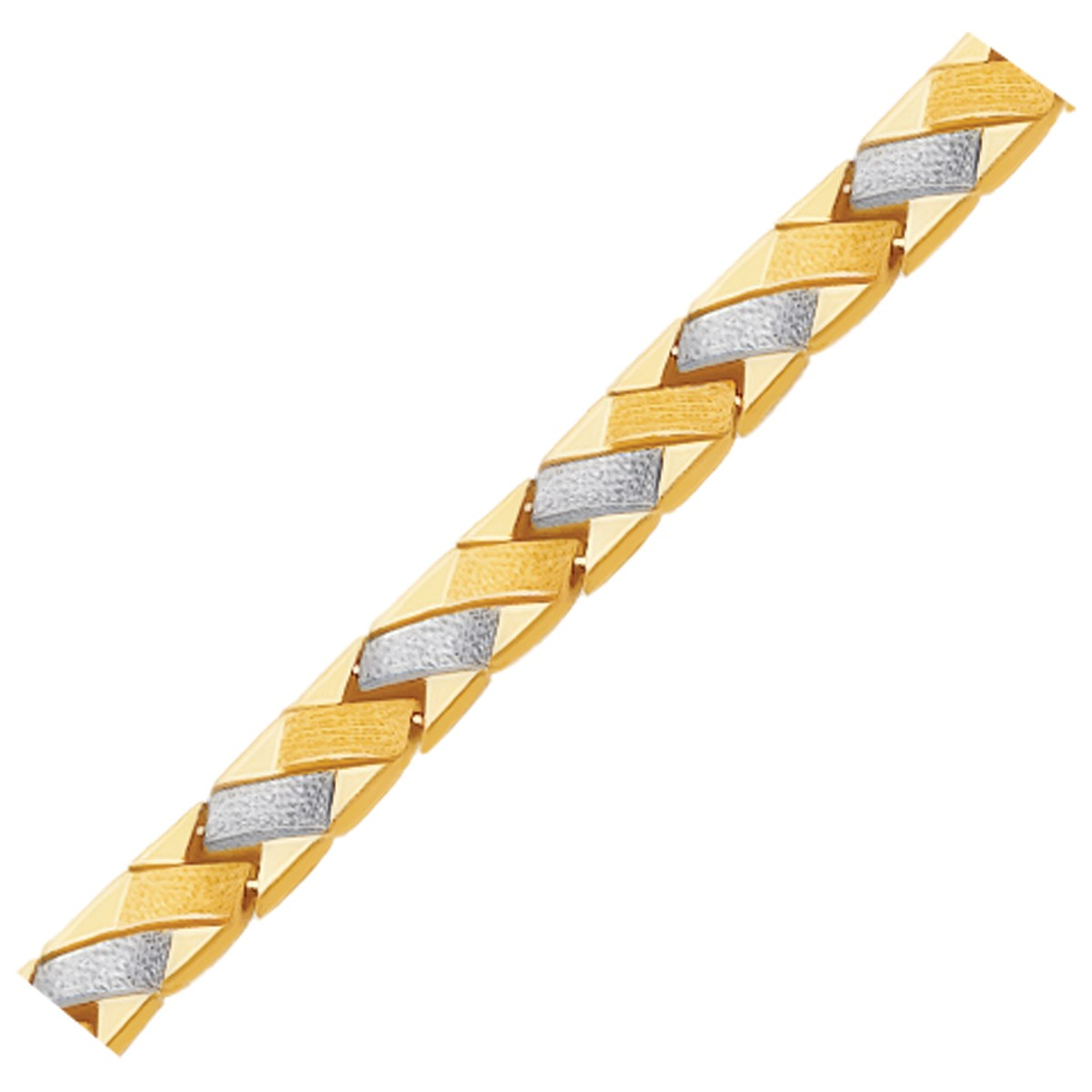 14k Two-Tone Gold Fancy Weave Bracelet with Contrasting Finish - Selectique 