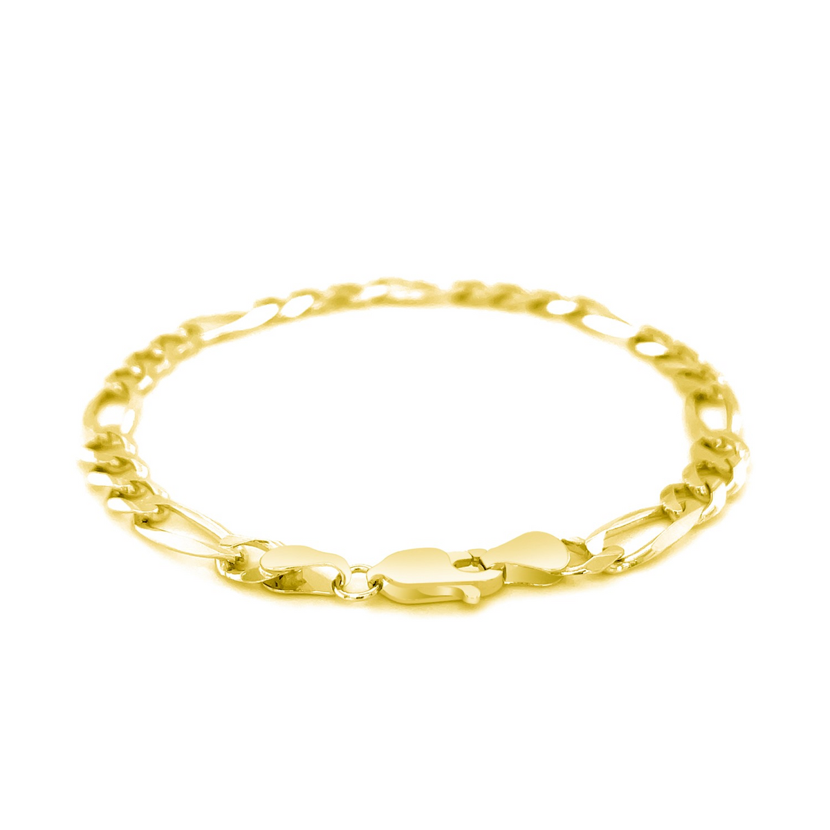 6.0mm 14k Yellow Gold Solid Figaro Bracelet - Selectique 