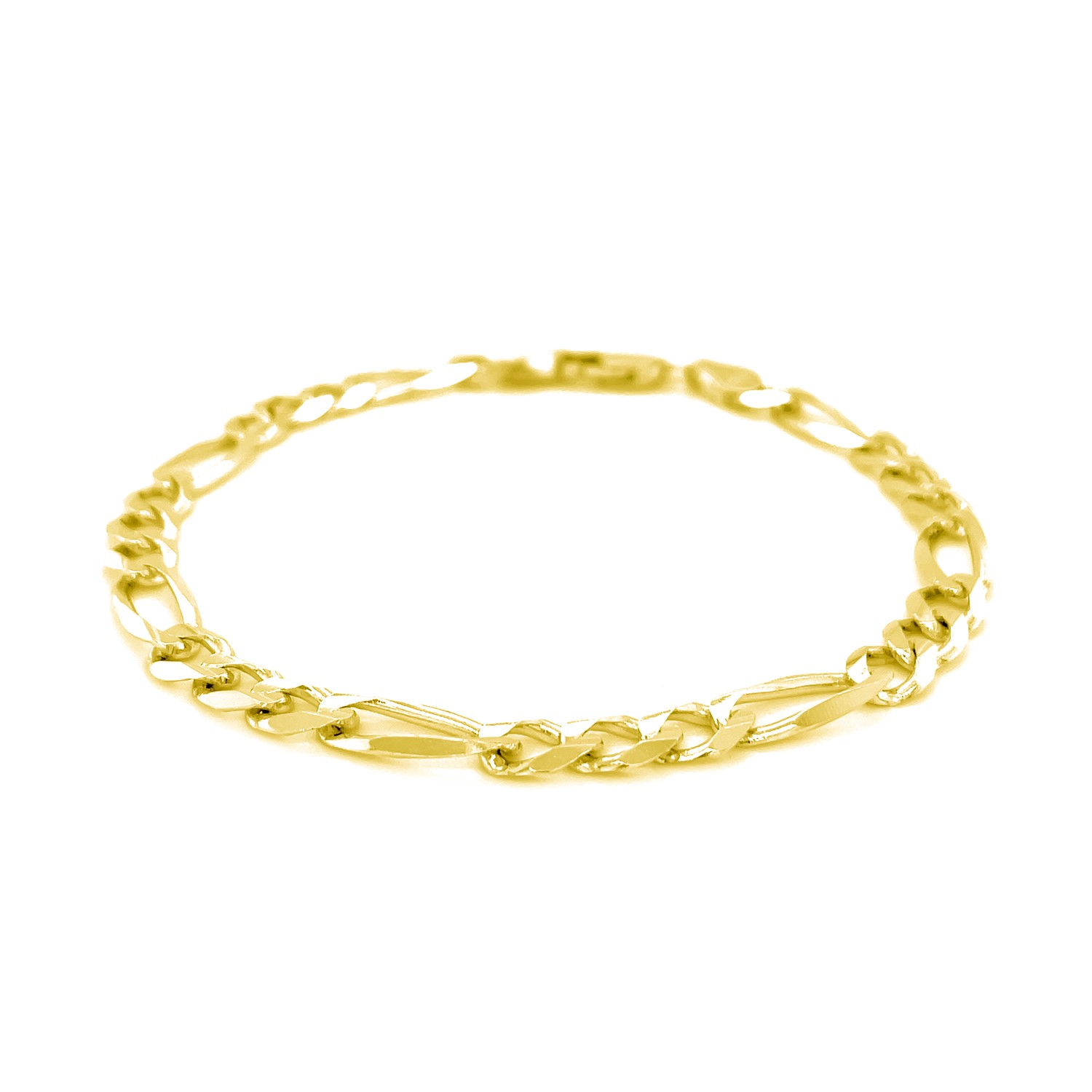 6.0mm 14k Yellow Gold Solid Figaro Bracelet - Selectique 