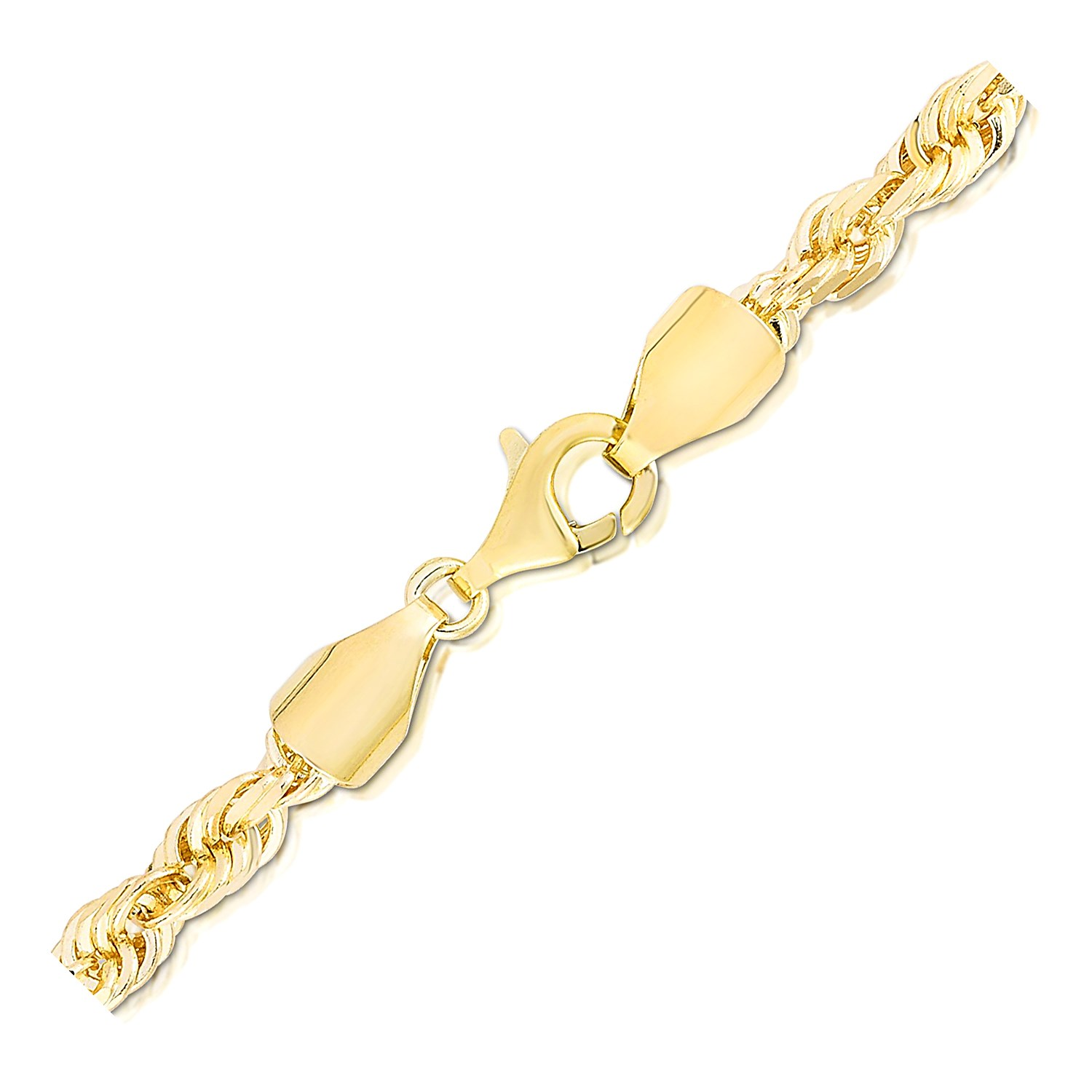 5.0mm 14k Yellow Gold Solid Diamond Cut Rope Bracelet - Selectique 