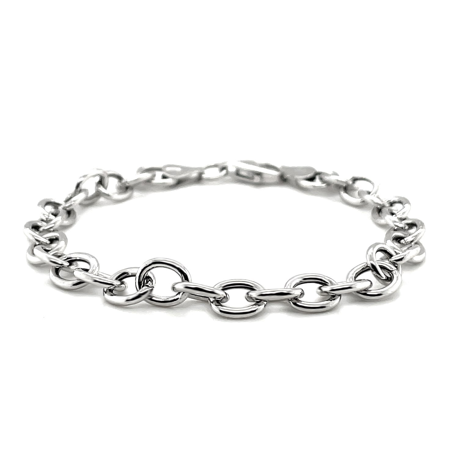 Sterling Silver Rhodium Plated Fancy Charm Bracelet - Selectique 