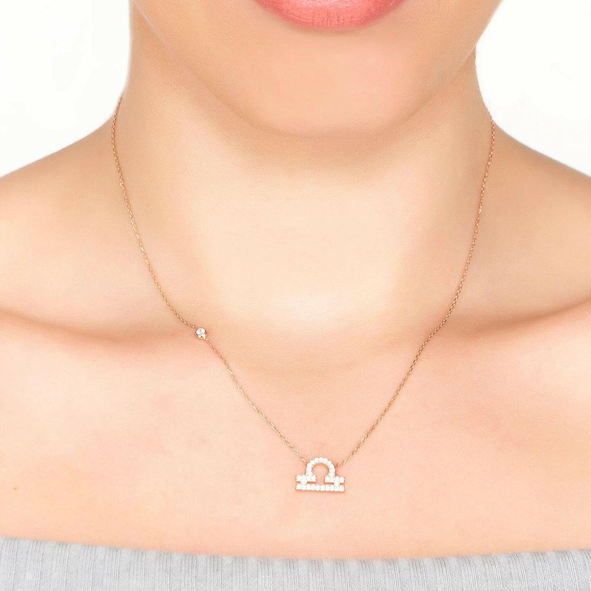 Zodiac Star Sign Pendant Necklace Silver Libra.