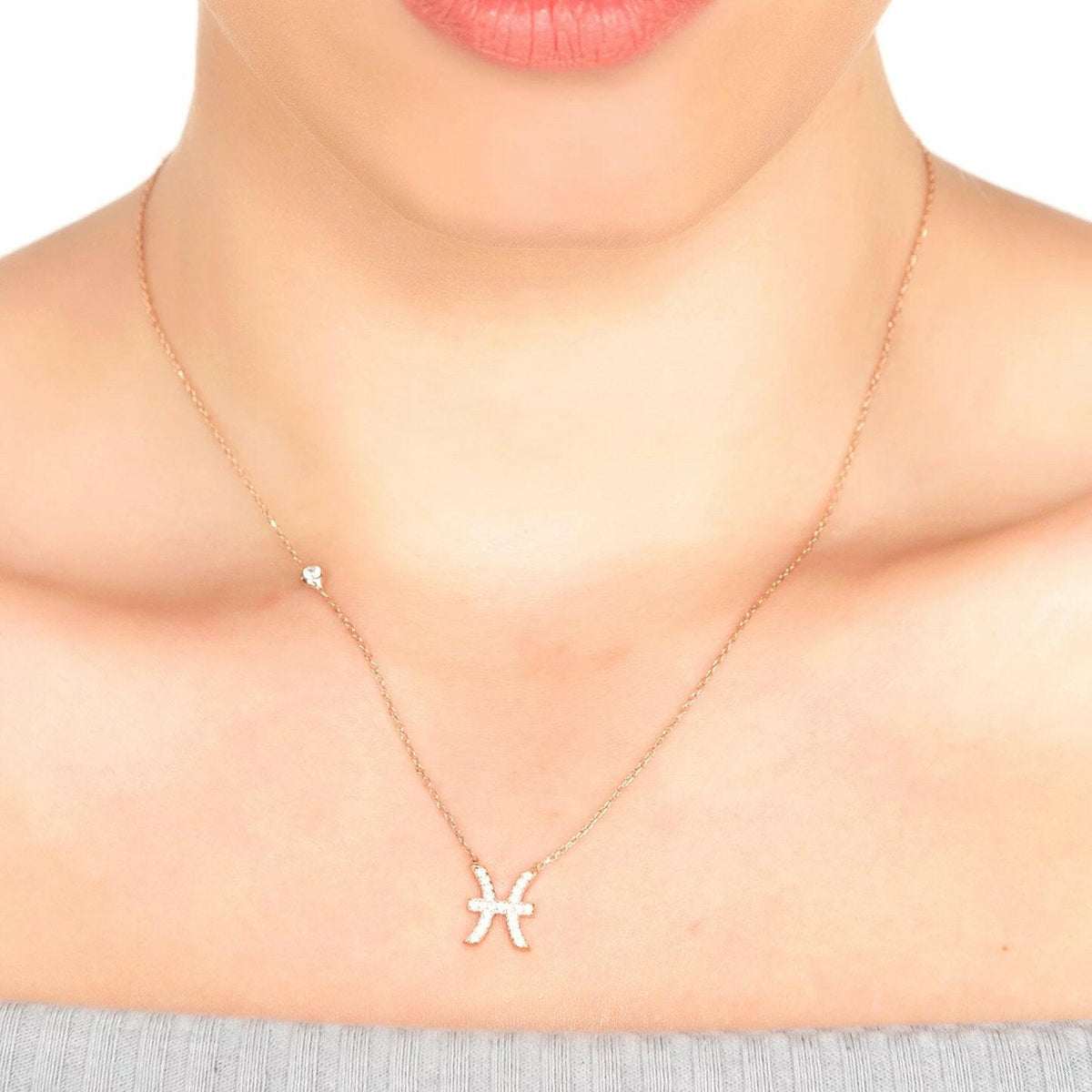 Zodiac Star Sign Pendant Necklace Silver Pisces.