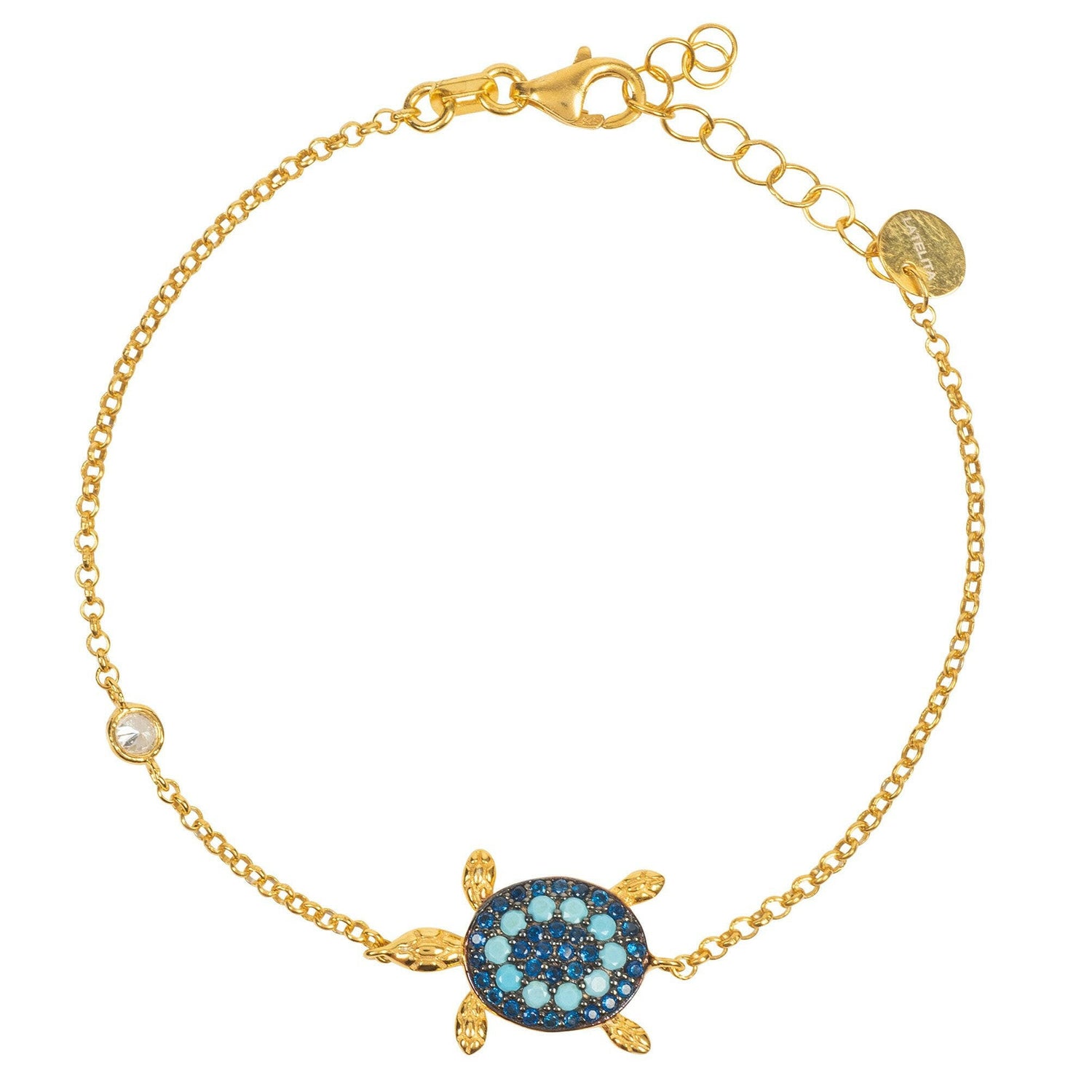 Turtle Turquoise Blue Bracelet Gold.