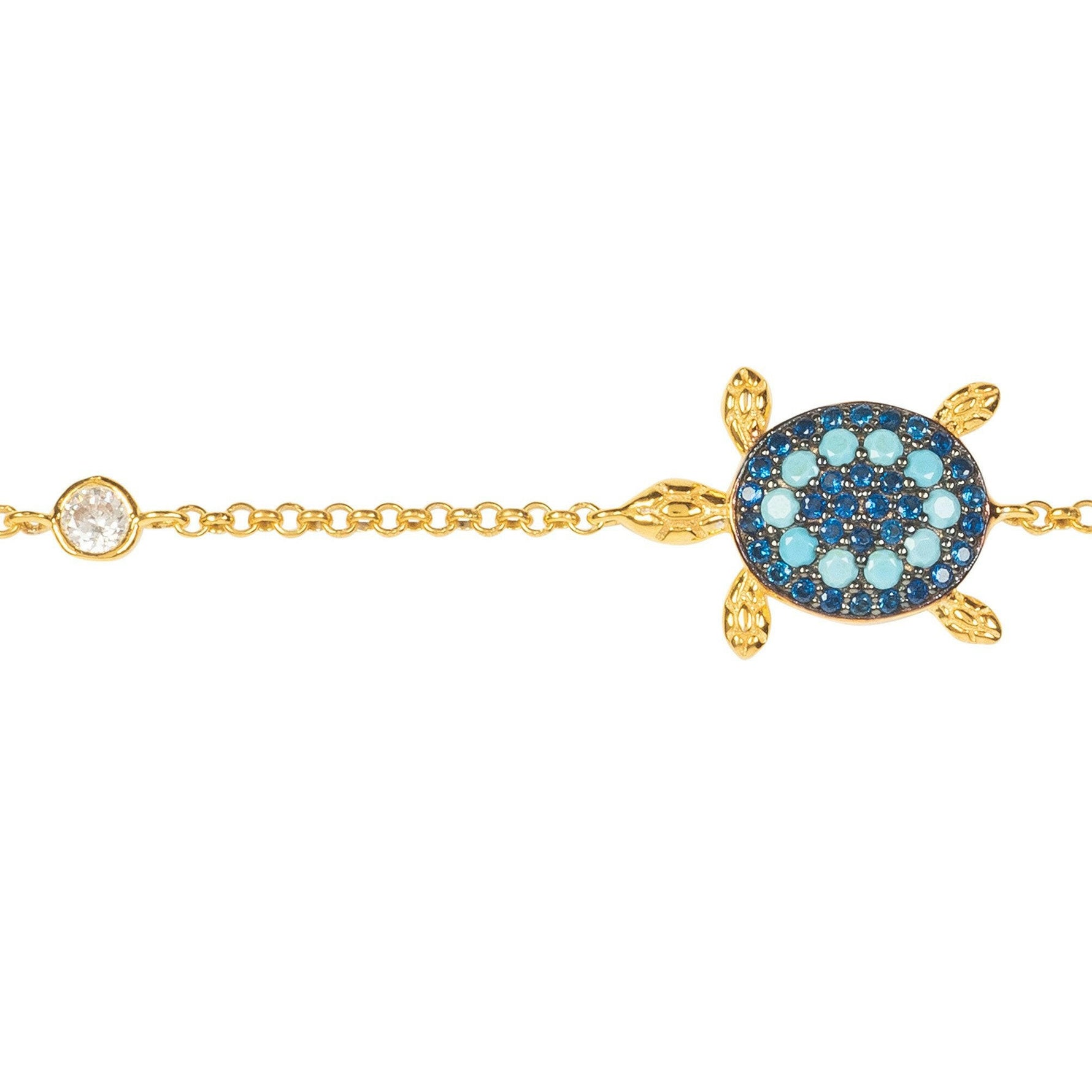 Turtle Turquoise Blue Bracelet Gold.