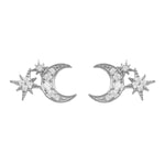 Moon And Starburst Mini Earrings Silver.