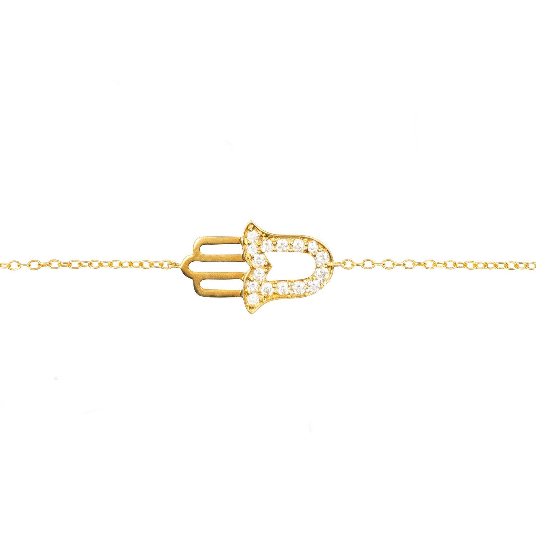 Diamond Hamsa Hand Bracelet gold.