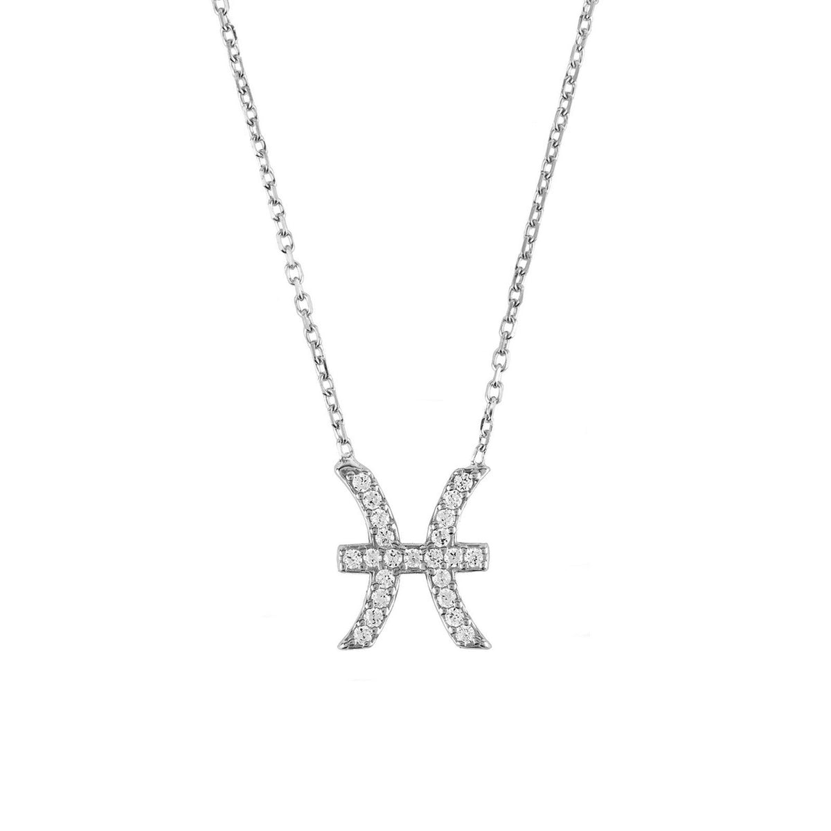 Zodiac Star Sign Pendant Necklace Silver Pisces.