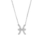 Zodiac Star Sign Pendant Necklace Silver Pisces.