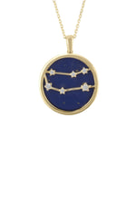 Zodiac Lapis Lazuli Gemstone Star Constellation Pendant Necklace Gold.